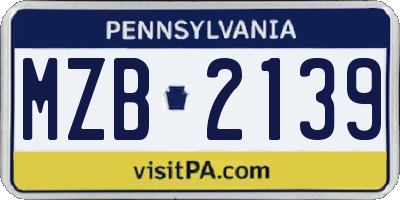 PA license plate MZB2139