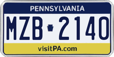 PA license plate MZB2140
