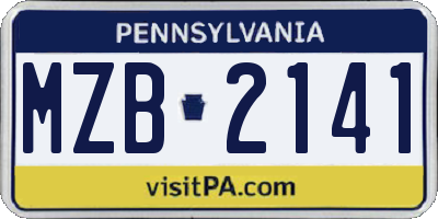 PA license plate MZB2141