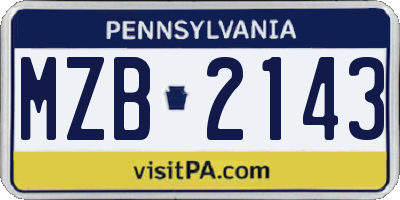 PA license plate MZB2143