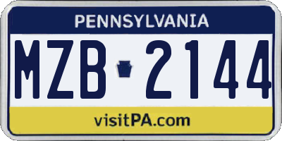PA license plate MZB2144