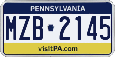 PA license plate MZB2145