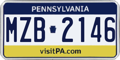 PA license plate MZB2146