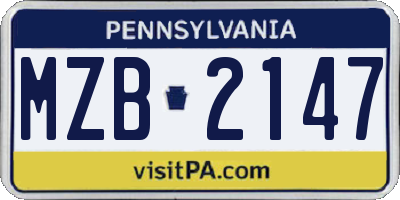 PA license plate MZB2147