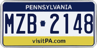 PA license plate MZB2148