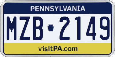 PA license plate MZB2149