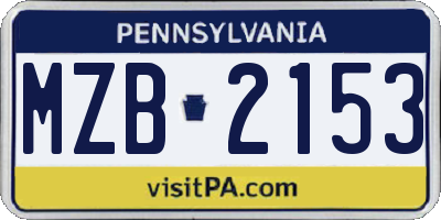 PA license plate MZB2153