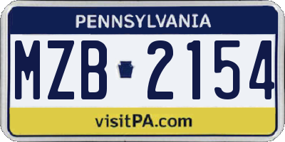 PA license plate MZB2154