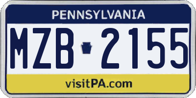 PA license plate MZB2155