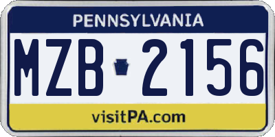 PA license plate MZB2156