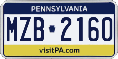 PA license plate MZB2160