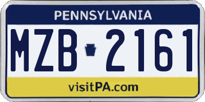 PA license plate MZB2161