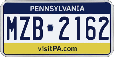 PA license plate MZB2162