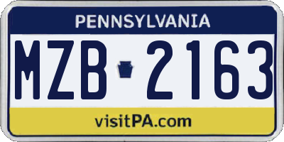 PA license plate MZB2163