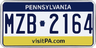 PA license plate MZB2164