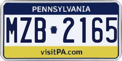 PA license plate MZB2165