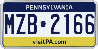 PA license plate MZB2166
