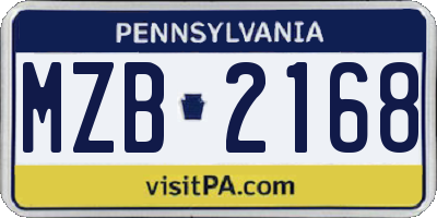 PA license plate MZB2168