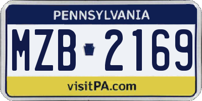 PA license plate MZB2169