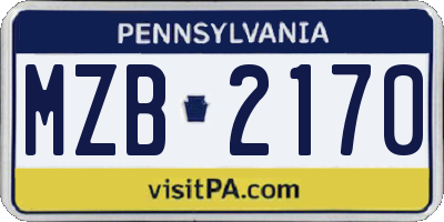 PA license plate MZB2170