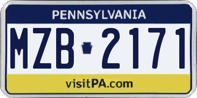 PA license plate MZB2171