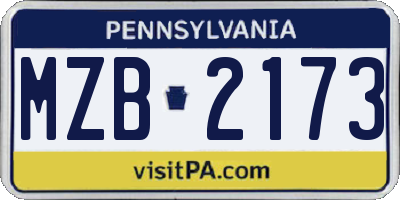 PA license plate MZB2173