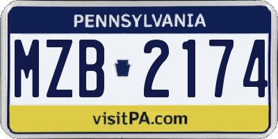 PA license plate MZB2174