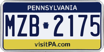 PA license plate MZB2175