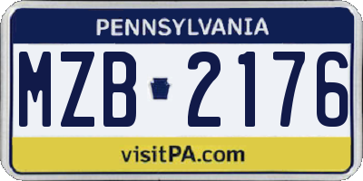 PA license plate MZB2176