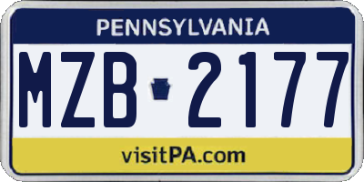 PA license plate MZB2177