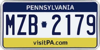 PA license plate MZB2179
