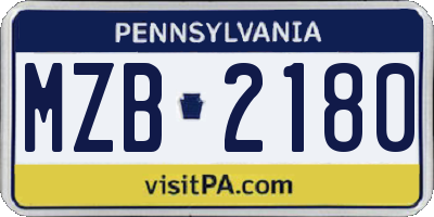 PA license plate MZB2180