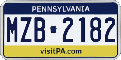 PA license plate MZB2182
