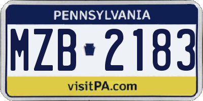 PA license plate MZB2183