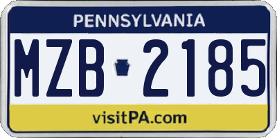 PA license plate MZB2185