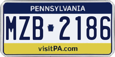 PA license plate MZB2186