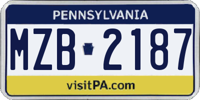 PA license plate MZB2187