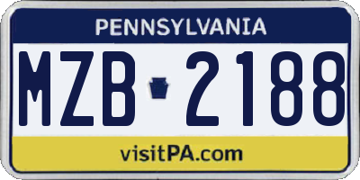 PA license plate MZB2188