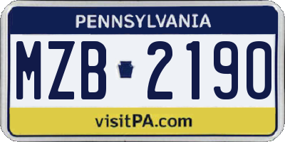 PA license plate MZB2190