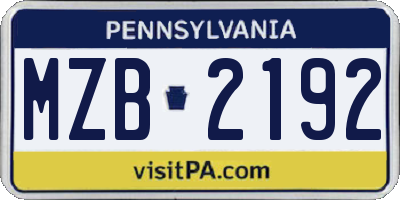 PA license plate MZB2192