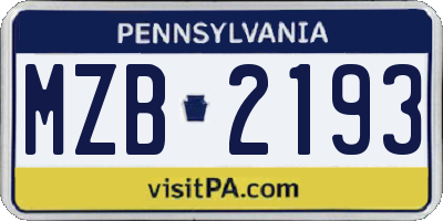 PA license plate MZB2193