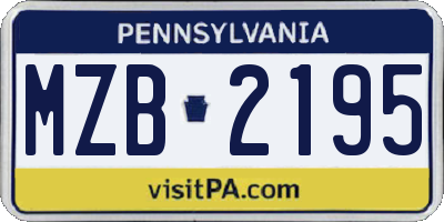 PA license plate MZB2195
