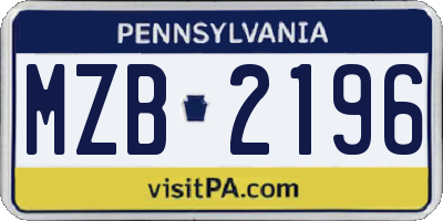 PA license plate MZB2196