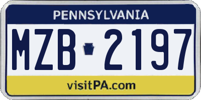 PA license plate MZB2197