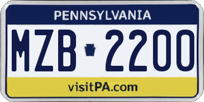 PA license plate MZB2200