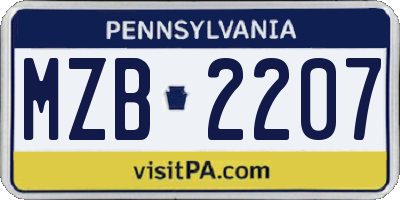 PA license plate MZB2207