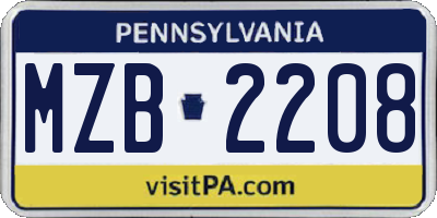 PA license plate MZB2208