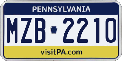 PA license plate MZB2210