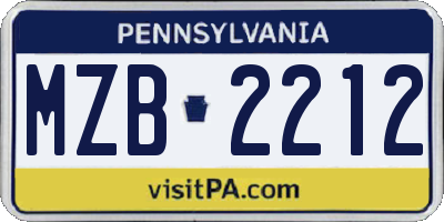 PA license plate MZB2212