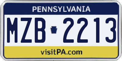 PA license plate MZB2213